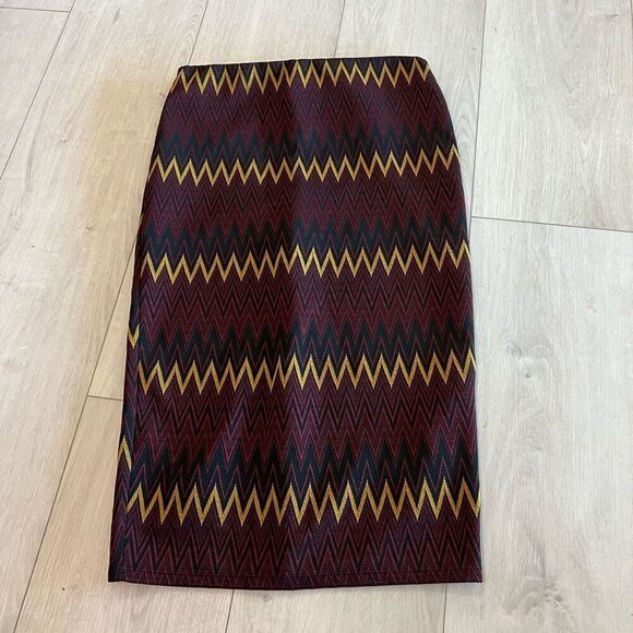 Zara Knit skirt Zig Zag Textured Fall Straight Pencil size L - Picture 1 of 7